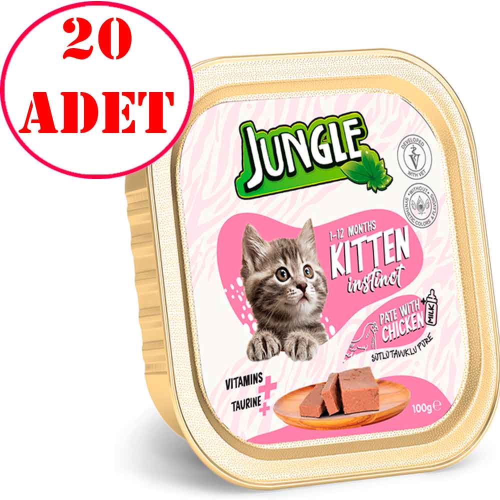 Jungle Yavru Kedi Yaş Mama Sütlü Tavuklu 100 Gr 20 AD